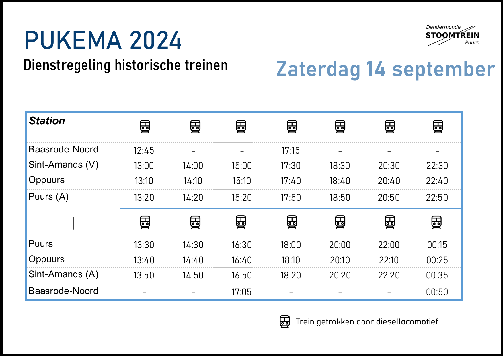 Dienstregeling Pukema 2024